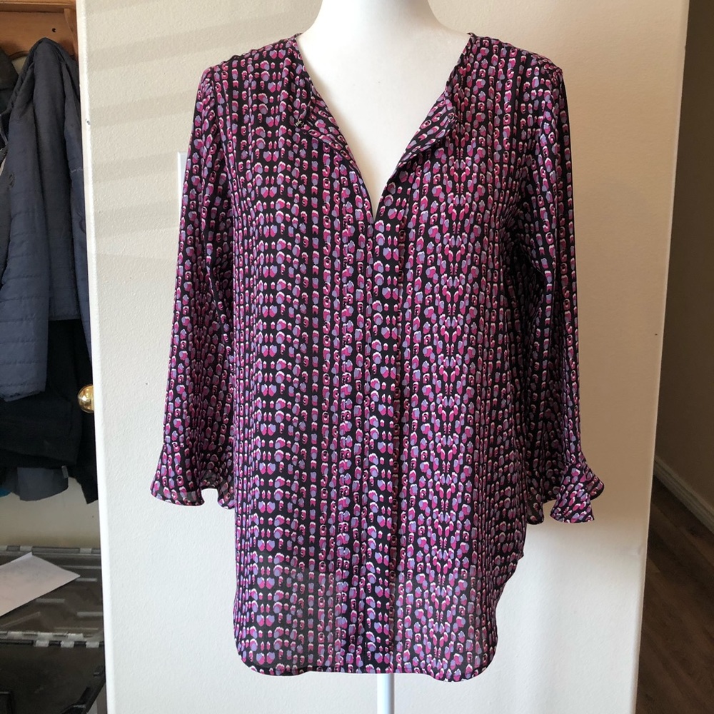 Patterned Flutter Sleeve Blouse - image 2